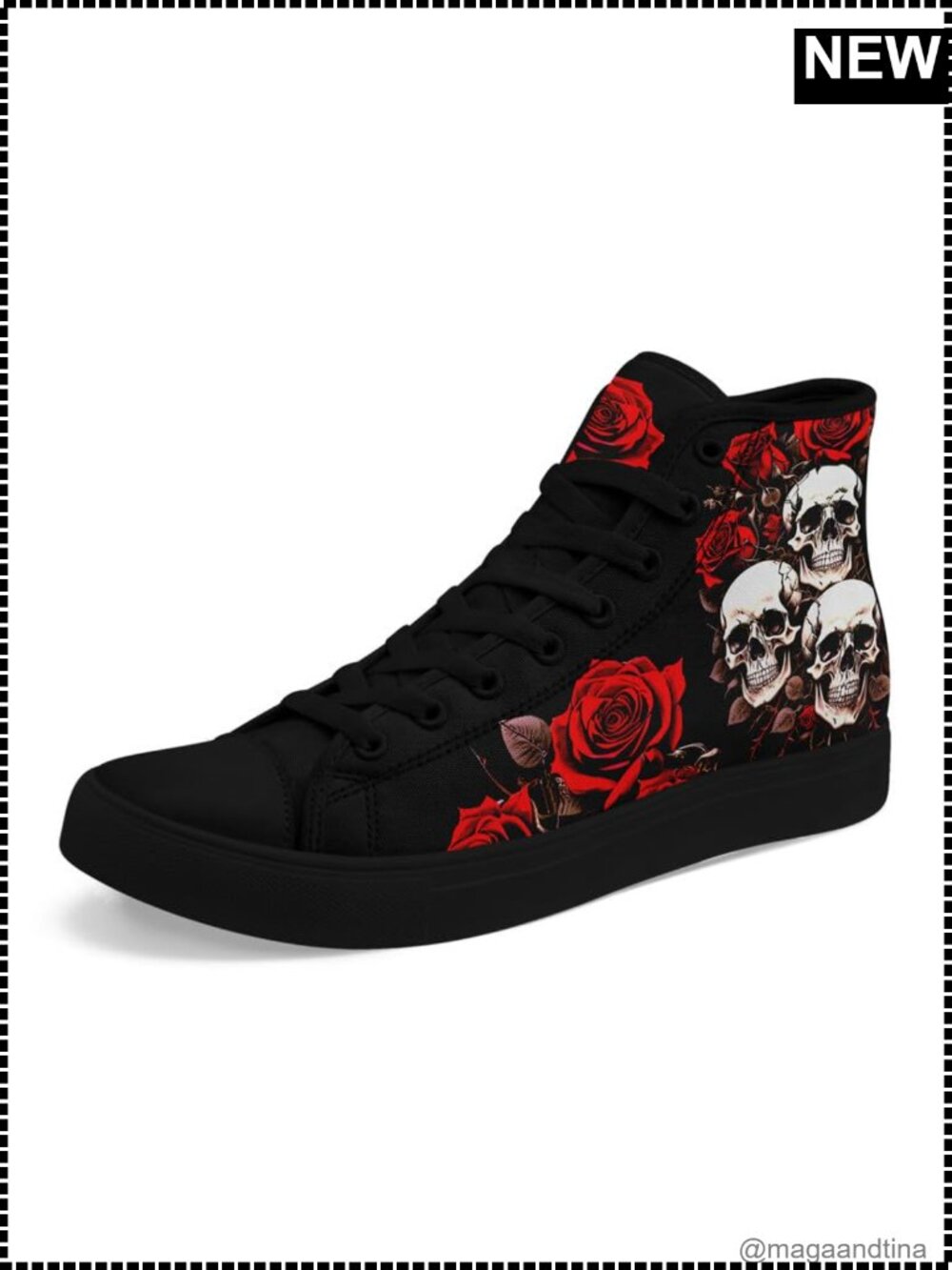 Skull Print High Top Canvas Sneakers Lace Up Gothic Streetwear Shoes